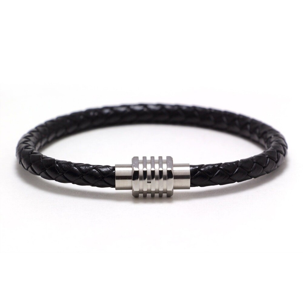 LEATHER BRACELET MEN, Magnetic Clasp, Stylish Mens Leather Stainless Bracelet